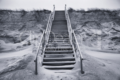 Holztreppe am Strand von Rantum auf der Insel Sylt,Schleswig-Hol