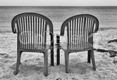 Zwei Stühle am Strand der Ostsee,Schleswig-Holstein,Deutschland