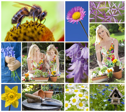 mother daughter spring garden gardening montage