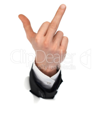 businessman make a fuck sign by use his hand