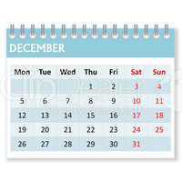 calendar sheet for december