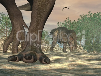 tyrannosaurus rex dinosaur feet - 3d render