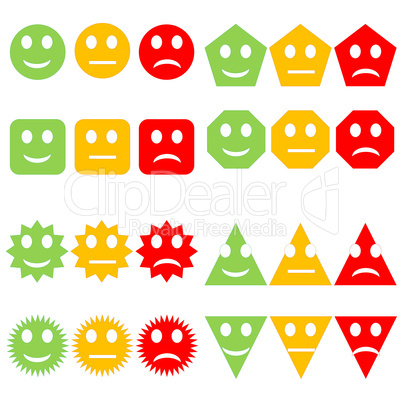 set of colorful smileys