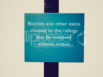 Retro look Bycicles sign