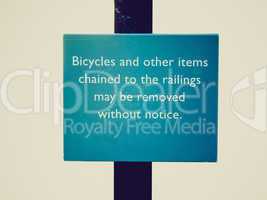 Retro look Bycicles sign