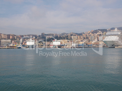 View of Genoa Italy from the sea