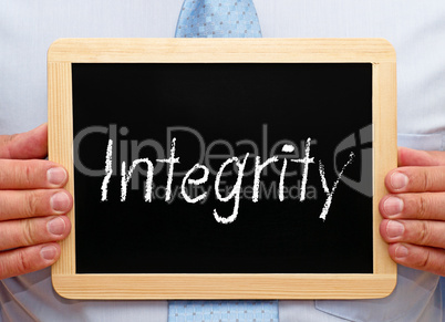 integrity - businessman with chalkboard
