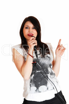 portrait of girl singing.