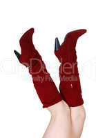 legs with red boots.