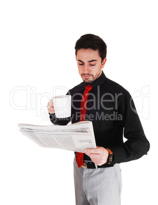 businessman reading paper.