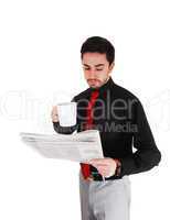 businessman reading paper.