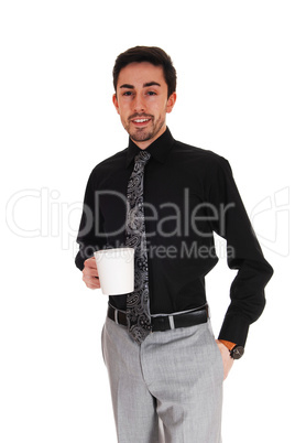 man with coffee mug.