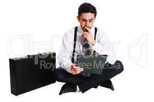 businessman sitting on floor.