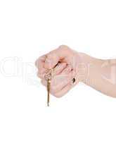 hand with house key.