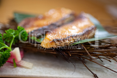 Japanese style teppanyaki roasted cod fish