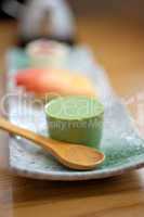 Japanese style green tea pudding