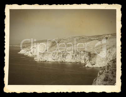 steep sea cliffs vintage photo