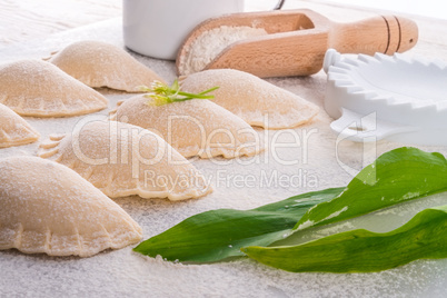 pierogi with wild garlic filling