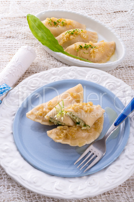 pierogi with wild garlic filling