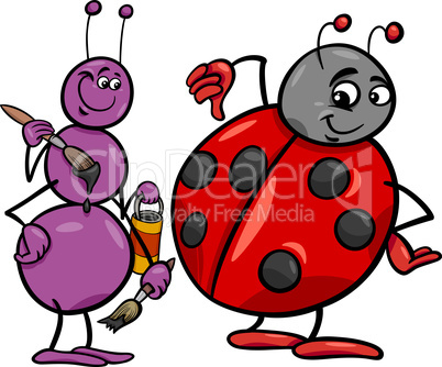 ant and ladybug cartoon illustration
