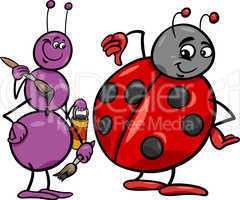 ant and ladybug cartoon illustration