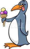 penguin with ice cream cartoon