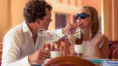 lovely couple in a cafe