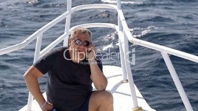 phone talk on sailing yacht
