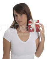 Beautyful young woman with a present