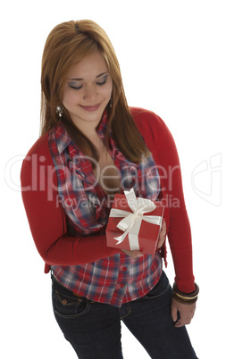 beautiful young woman with a present