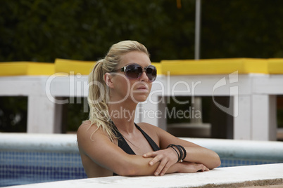 Beautiful Woman in a Swimming Pool