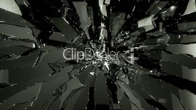 Broken and Shattered glass with slow motion. Alpha