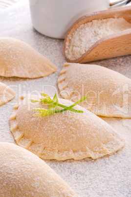 pierogi with wild garlic filling