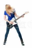 blondes mädchen mit e-gitarre