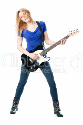 blondes mädchen mit e-gitarre