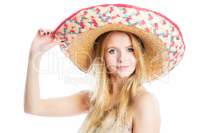 blondes mädchen mit sombrero