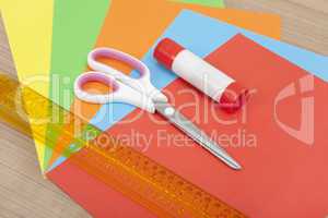 paper with ruler glue and scissors
