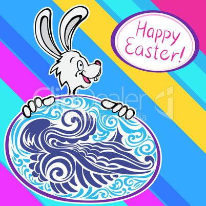 Bunny with patterned easter egg