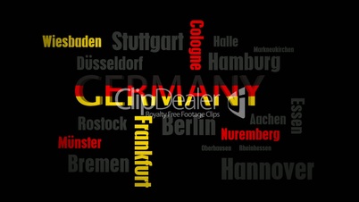 germany cities word cloud on black