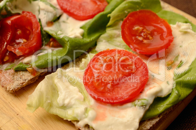 Healthy bread with vegetables