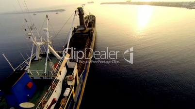 Low flying over general cargo ship