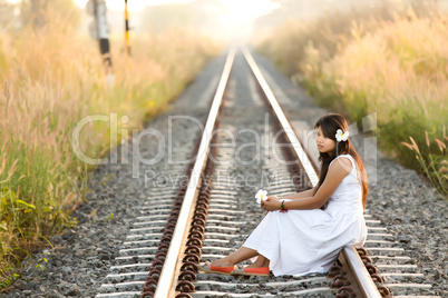 beautiful young thai woman meditating