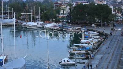 time lapse famous town Fethiye, tracking shot