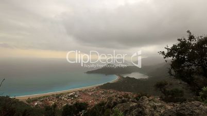 time lapse blue lagoon and beach at dead sea (oludeniz) dolly shot