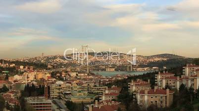 sunset at Bosporus Bridge istanbul Turkey, tracking shot