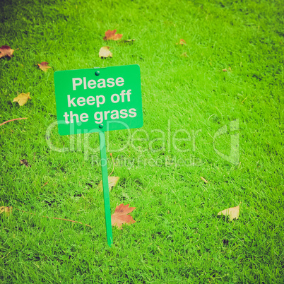 Retro look Keep off the grass sign