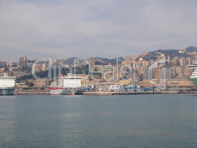 View of Genoa Italy from the sea