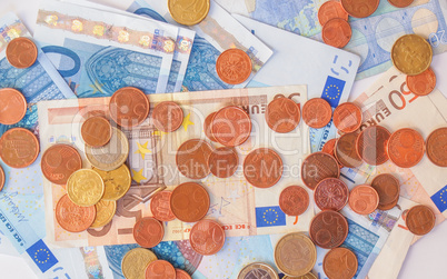 Euros coins and notes