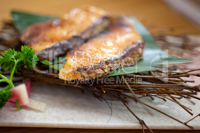 Japanese style teppanyaki roasted cod fish