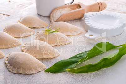 pierogi with wild garlic filling